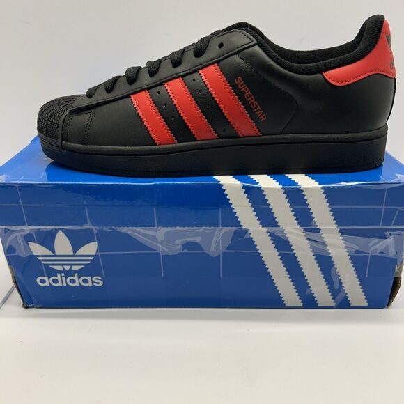 Adidas Superstar II Sneaker Black/Red Unisex Men 9 Women 10 New in Box - Picture 1 of 9